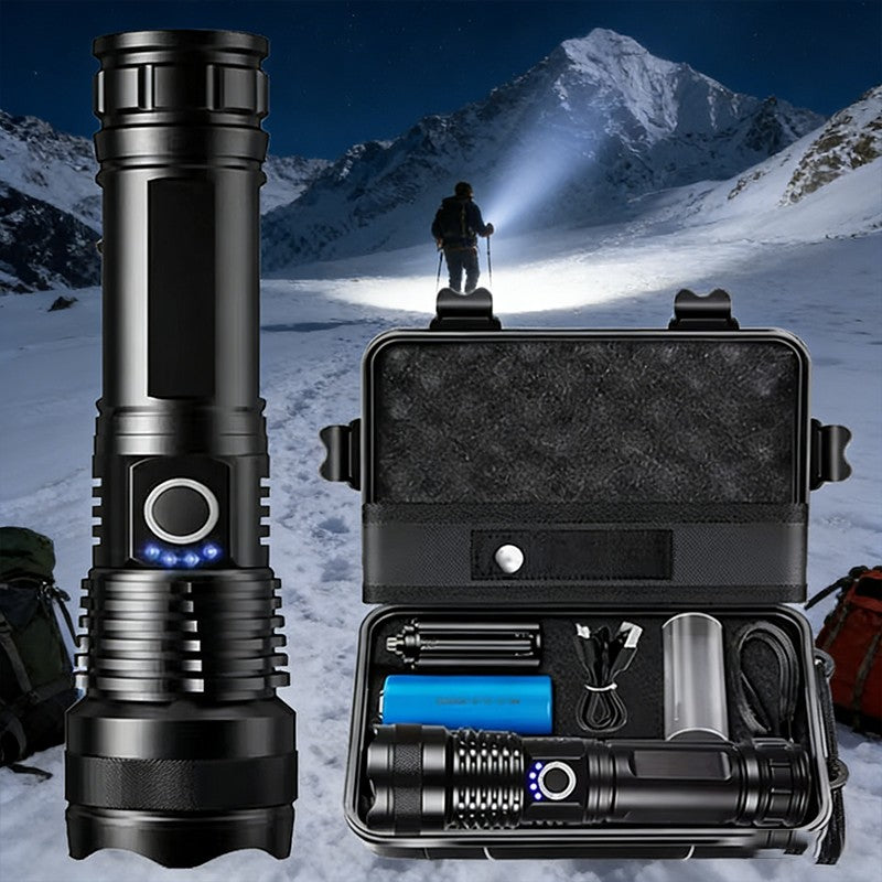 Rechargeable LED Flashlight High Power Zoomable Aluminum Alloy Portable Flashlight for Camping Hiking Outdoor Night Search