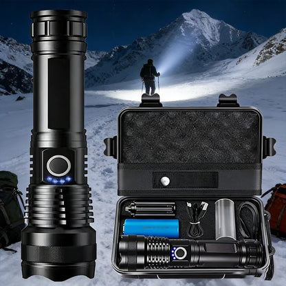 Rechargeable LED Flashlight High Power Zoomable Aluminum Alloy Portable Flashlight for Camping Hiking Outdoor Night Search