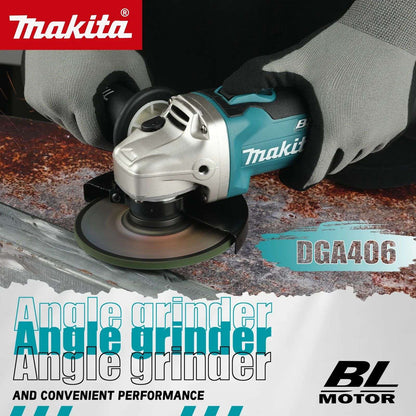 Esmerilhadeira Angular a Bateria Makita DGA406:Motor BL,Compatível com 18V,Velocidade de 8500/min,Punho Removível e Trava de Segurança para Esmerilhamento Eficiente