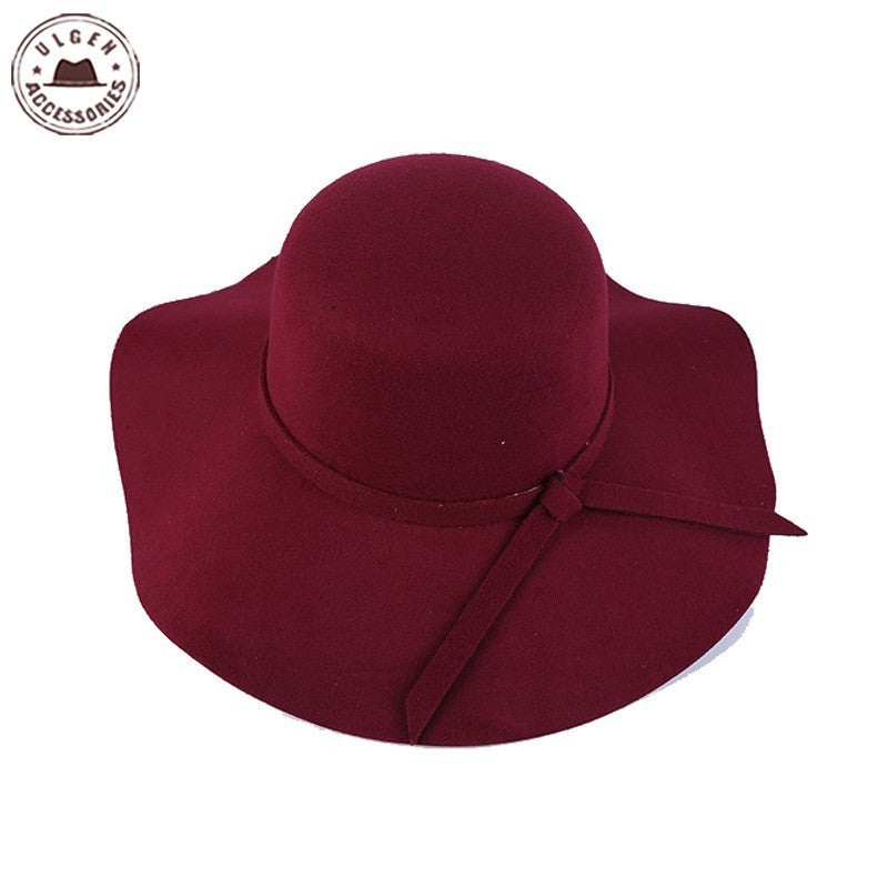 Fashion Winter Fedora Hats for Women Hat Vintage Bowler Jazz Top Cap Felt Wide Brim Floppy Sun Beach Cashmere Church Caps