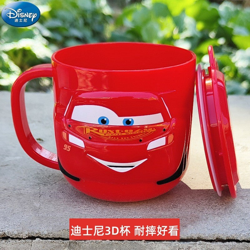 Copo infantil de desenho animado Disney Mickey Stitch com tampa Caneca de leite Frozen Elsa 3D Copo para beber em casa Copo para escovar a boca Copo de água infantil