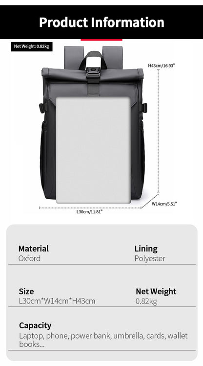 Men's Backpack Roll Top Bag Waterproof Laptop Compartment for Work Travel School Bag Hiking Bookbag Mens Gifts