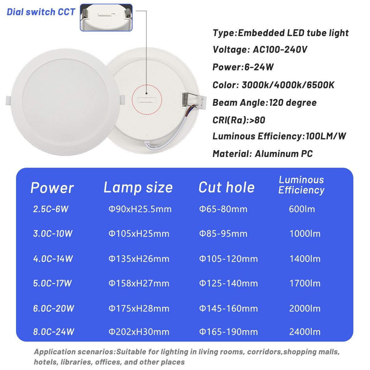 1-10pcs LED Change color 3 CCT 3000K 4000K 6000K LED Ceiling Spotlight embedded light 7W AC 110V 220V Adjust 90° lighting Spot