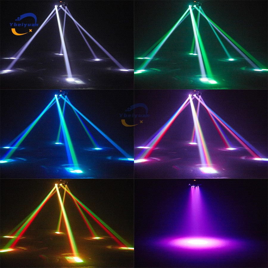 150W RGBW 4-in-1 6 Arm Moving Head Dye Bee Eye Effect Light DMX512 Remote Control DJ Disco Bar Birthday Party Christmas Stage