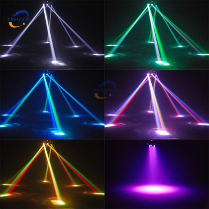 150W RGBW 4-in-1 6 Arm Moving Head Dye Bee Eye Effect Light DMX512 Remote Control DJ Disco Bar Birthday Party Christmas Stage