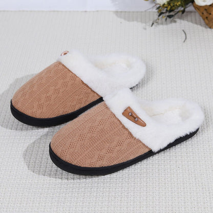 Platform Fluffy Slippers Women House Plush Fashion Designer Winter Shoes Ladies Flats Warm Home Casual Footwear Elegant Big Size