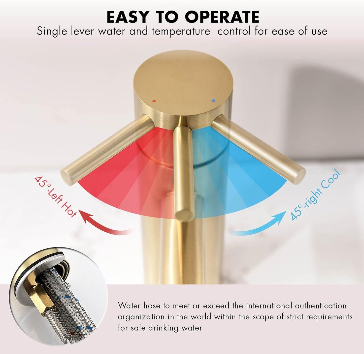 Bathroom Faucet Solid Brass Bathroom Basin Faucet Cold And Hot Water Mixer Sink Tap Single Handle Deck Mounted Brushed Gold Tap