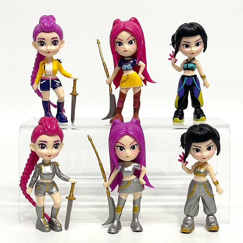 New 10cm 6pcs Random Blind Box Anime K-Pop D-emon H-unters Girl Group RUMI MIRA ZOEY Figure Action Pvc Models Toy Ornament Gifts