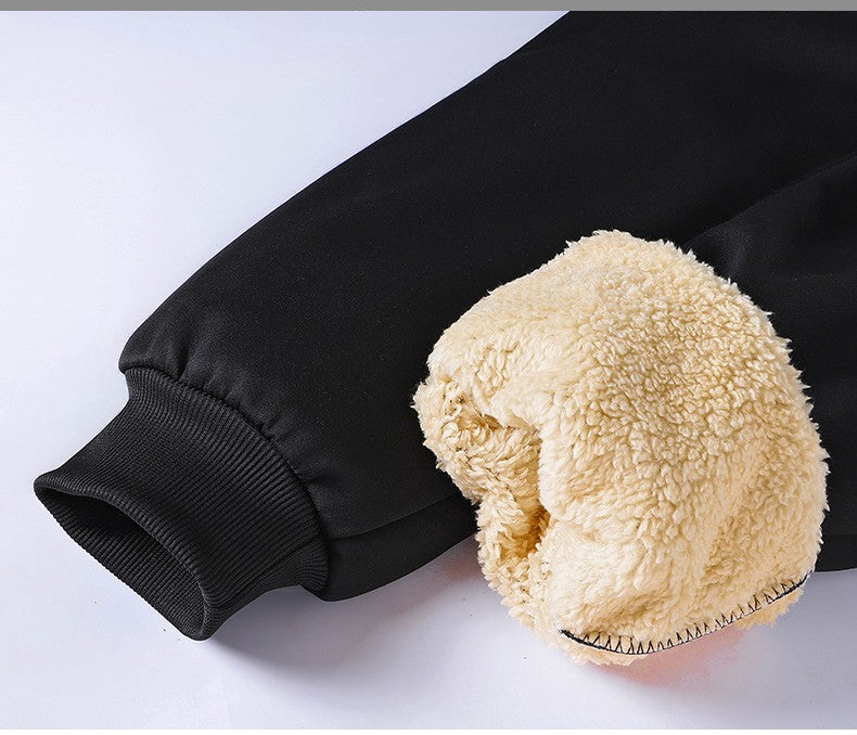 Calças masculinas para outono e inverno, forradas com lã para uso externo, calças casuais, calças de moletom esportivas quentes de lã de carneiro