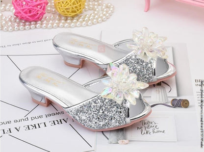 Shoes For Girls Cartoon Leather Children Shoes Frozen Princess Kids Shoes Girl Slippers Dress Snow Queen Sandal