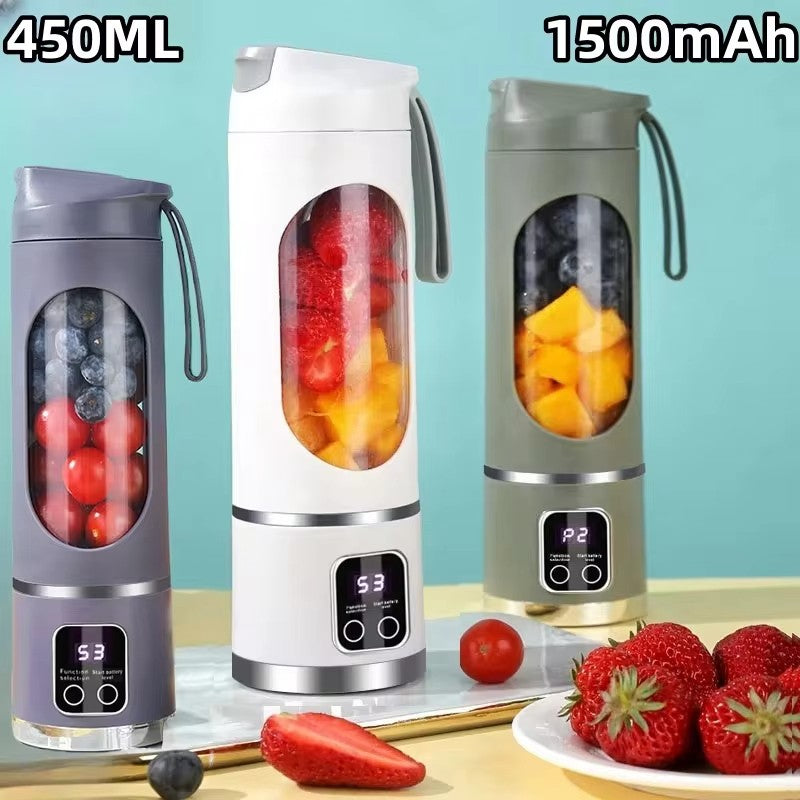 2025 Novo Carregamento Doméstico MINI Triturador de Gelo Elétrico Potente Motor 450ML Grande Capacidade Copo de Suco com Display Digital