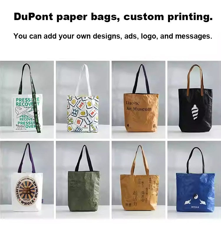 1 Piece Custom Tote Bag for Your Design Waterproof Dupont Paper Beach Bag Large Capacity Eco Shopping Shoulder Bag Woman