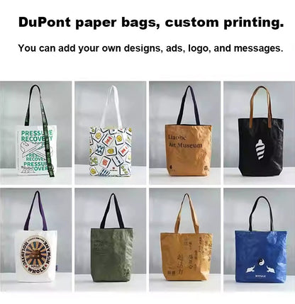 1 Piece Custom Tote Bag for Your Design Waterproof Dupont Paper Beach Bag Large Capacity Eco Shopping Shoulder Bag Woman