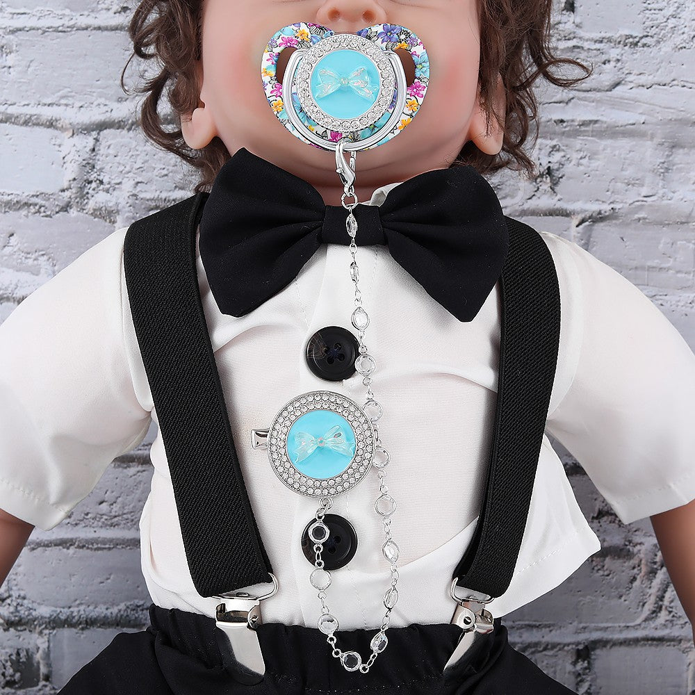 Luxury Baby Corwn Pacifier Clip For Baby Shower Gift BPA Free Silicone Pacifier Gold Bling Newborn Dummy Soother Chupetes