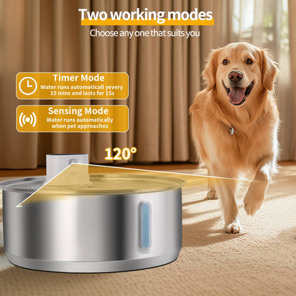 Bebedouro Automático Petavista 8L Aço Inoxidável para Cães 5000mAh Bebedouro Sem Fio para Pets Bateria e Sensor Dispensador 2 em 1 para Cães