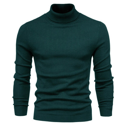 2021 New Winter Men Turtleneck Sweater Casual Solid Color Warm Pullover High Quality Slim High Neck Long Sleeve Sweater Men