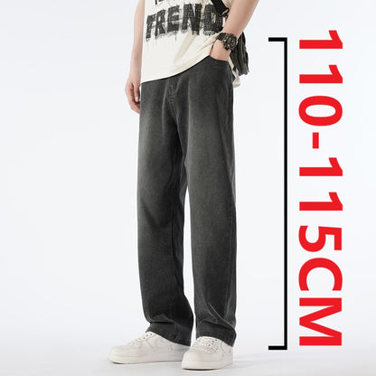 Calças jeans masculinas largas de perna reta, cintura alta, plus size, extra longas, 115cm, Primavera 190