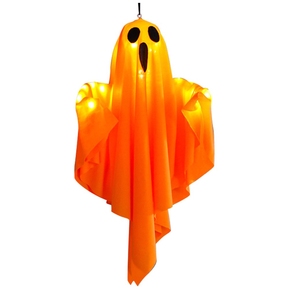 6FT Large Hanging Swing Ghost Halloween Decoration Cute White Ghost with String Light Spooky Ghost Ornament for Porch Yard Trees