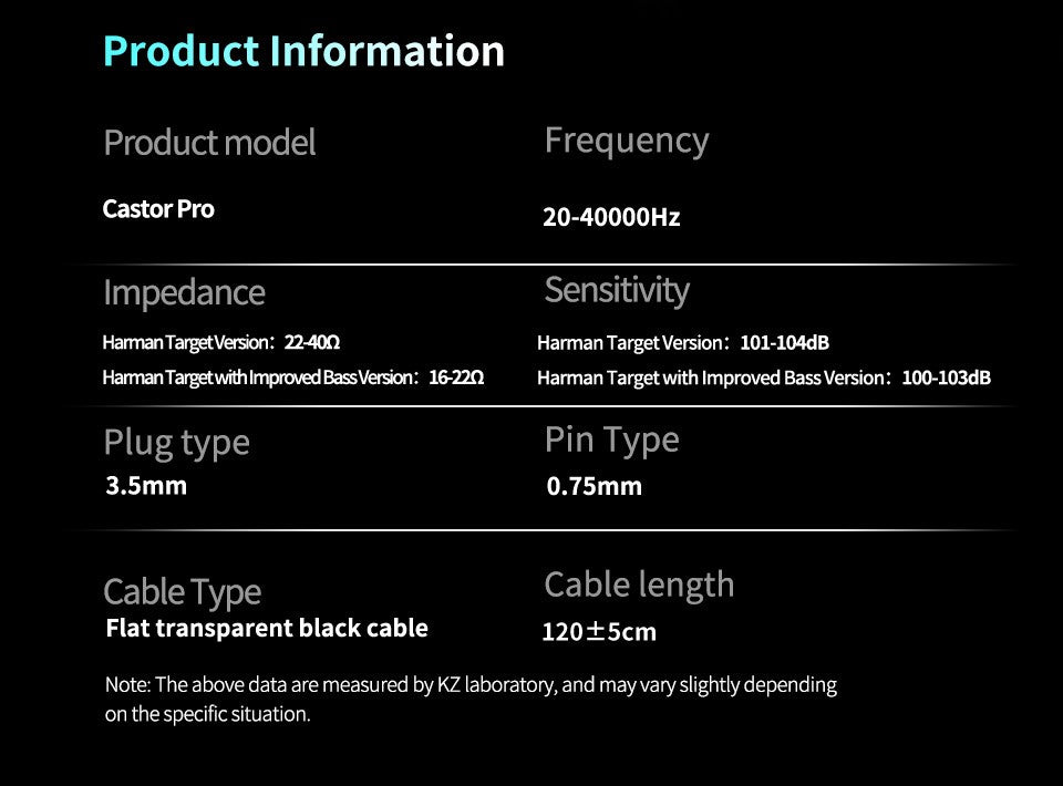 KZ Castor Pro HiFi Earphones Dynamic Drivers High-end Tunable Earphones Sound Quality Bass Headset Detachable Cable Headphones