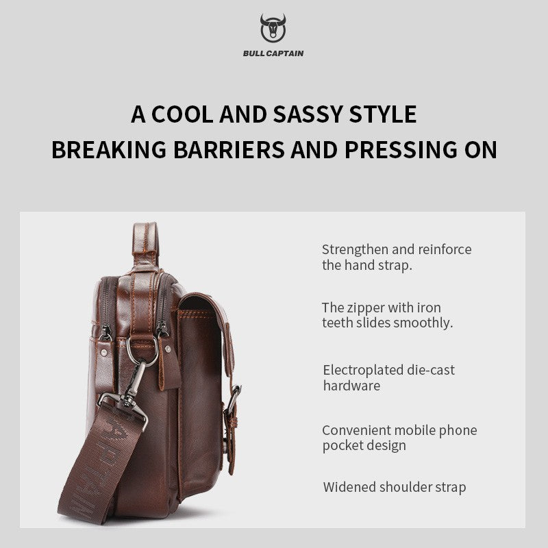 BULLCAPTAIN New Genuine Leather Men Crossbody Bag Male Briefcase Messenger Bag Casual Business Briefcase Style Men Shoulder Bag