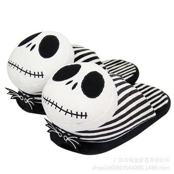 28cm Disney Filme O Estranho Mundo de Jack Skellington Pelúcia Chinelos de Quarto Masculino Feminino Inverno Presentes