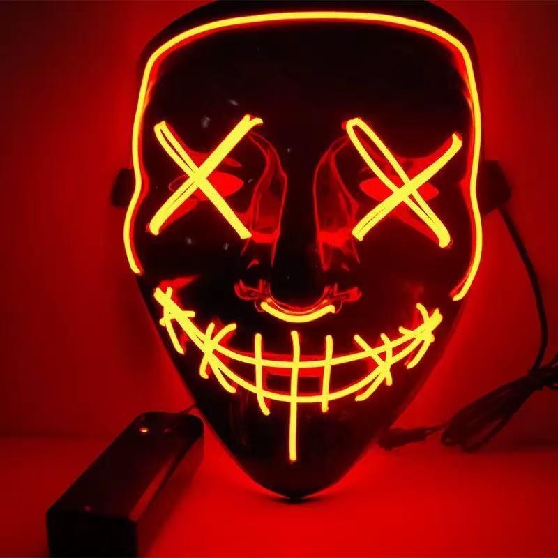 LED Glowing Black V-Shaped Mask, Masquerade Cheering Prop, EL Ghost Face Mask, Glowing Mask