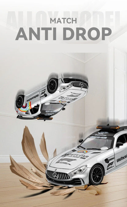 1:24 GTR F1 Segurança 300SL Carro Esportivo Modelo Brinquedo Liga Fundido Som Luz Amortecedor Modelos de Veículos em Miniatura Coleção Presente