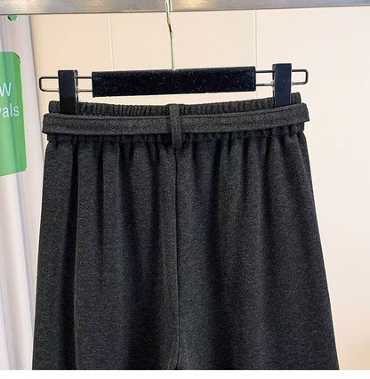 2025 Autumn Winter New All-match Fashionable Solid Color Elastic Waist Wide Leg Pants Women Clothes Casual Drawstring Trousers