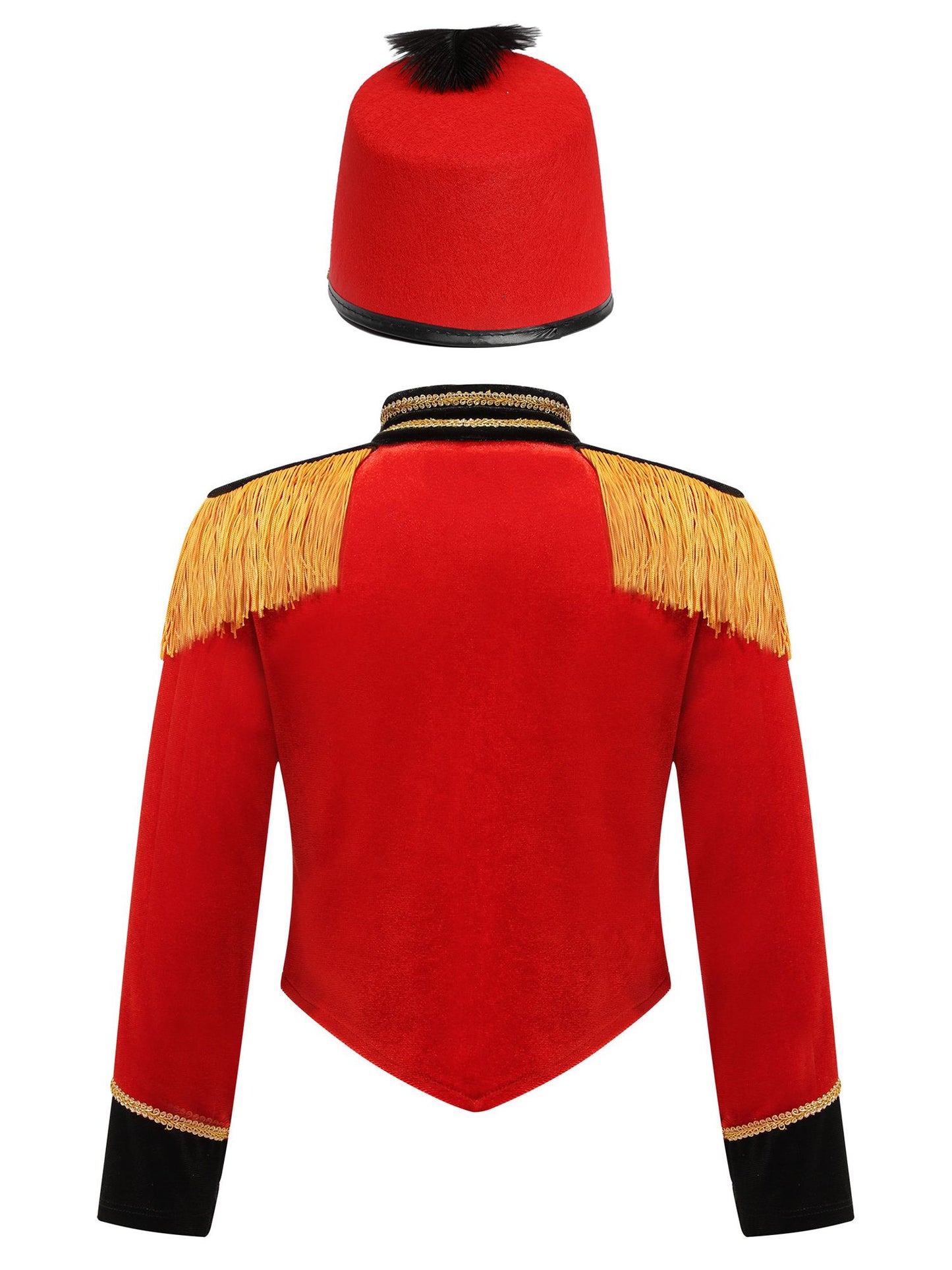 Girls Boys Marching Band Costume Outfits Circus Ringmaster Jacket Coat Team Performance Drummer Drum Major Uniform with Hat Sets