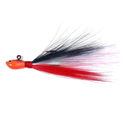 Jigs de Bucktail Cabeça Anzol Olhos 3D Isca 7g 14g 28g 56g Pelo de Veado Pena Anzol Barba Isca de Jigging Pesca