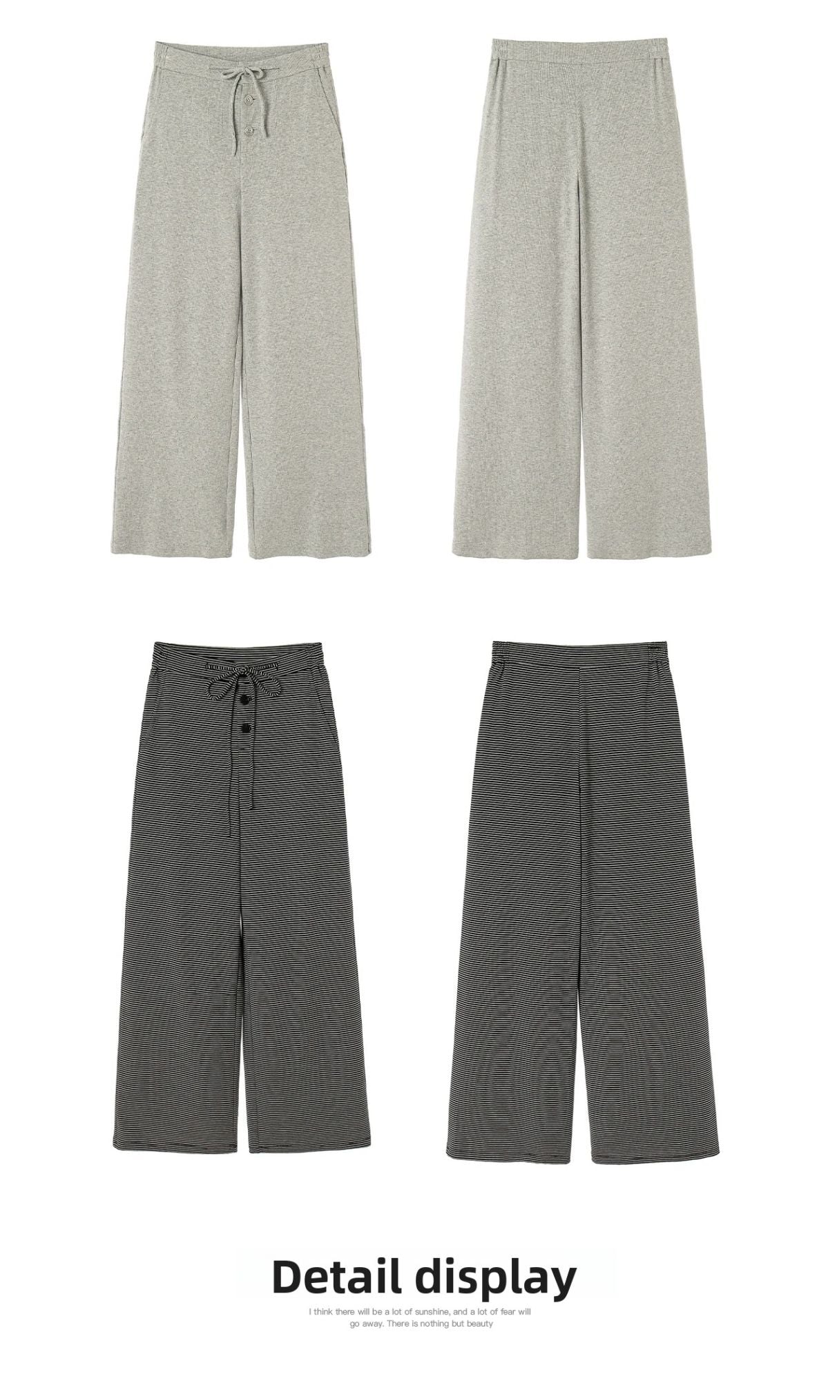 Baishiwang Silk Blend Knitted Pants Women's Summer Loose Casual Drape Long Striped Trousers Versatile Comfortable Long Pants