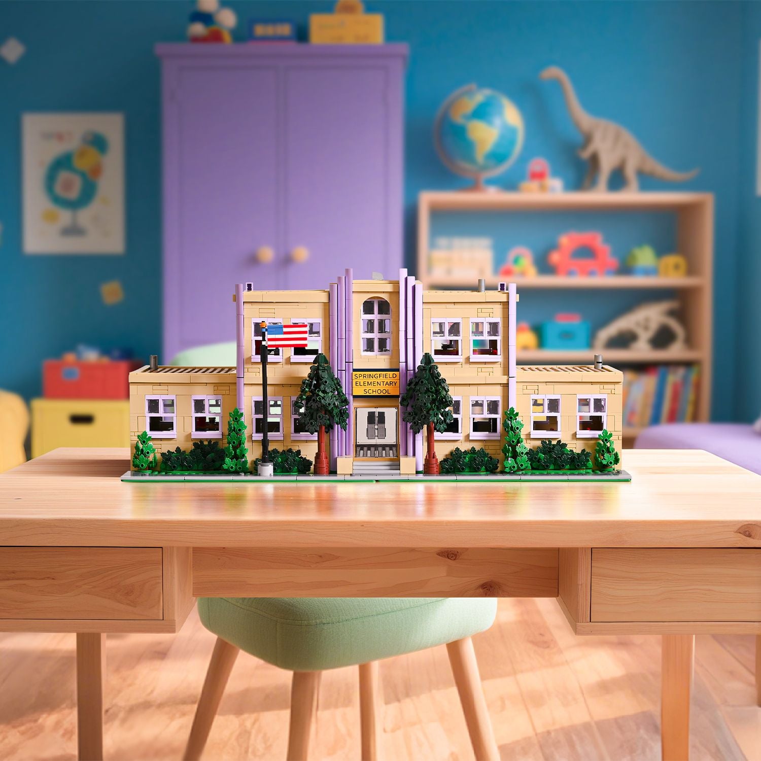 3500PCS Springfield Elementary School Building Blocks Idea Anime Street View Modular Architecture Brick Model Bricks Toys for Adults Christmas Gift