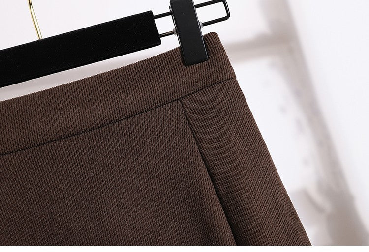 Plus Size Skirt Women 2024 Winter High Waist Elastic Velvet A Line Mermaid Skirt Korean Style Elegant Brown Or Black Long Skirts