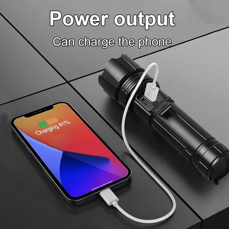 10000mAh High Power Led Flashlight 5000M Long Range Torch Rechargeable Ultra Powerful Outdoor Tactical Hand Lamp Camping Lantern
