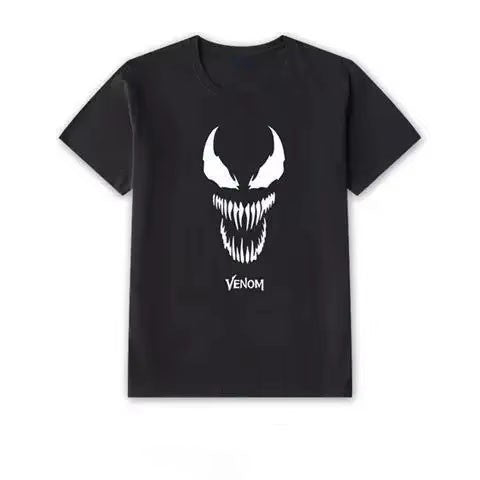 MINISO New Superhero T-shirt Men Wome Venom Print Tshirt Marvel Spiderman Summer Short Sleeved Clothes Fashion Oversized Tops
