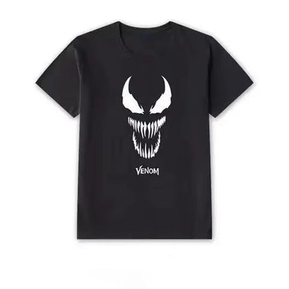 MINISO New Superhero T-shirt Men Wome Venom Print Tshirt Marvel Spiderman Summer Short Sleeved Clothes Fashion Oversized Tops