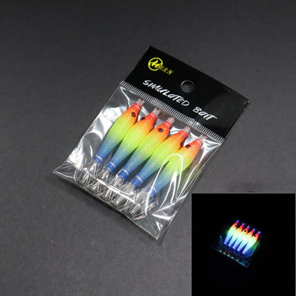 5 unidades/saco 68mmRolo de Pano Luminoso UV Tubo de Sopro Pesca Polvo Isca de Camarão de Madeira Anzol de Lula pesca Anzol de Explosão de Pesca