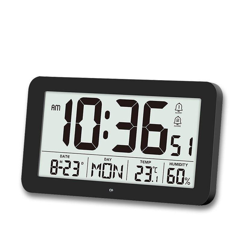 Large Digital Wall Clock with Temperature Humidity Calendar 8.5"Desk LCD Alarm Clock Backlight for Bedroom Office Living Room