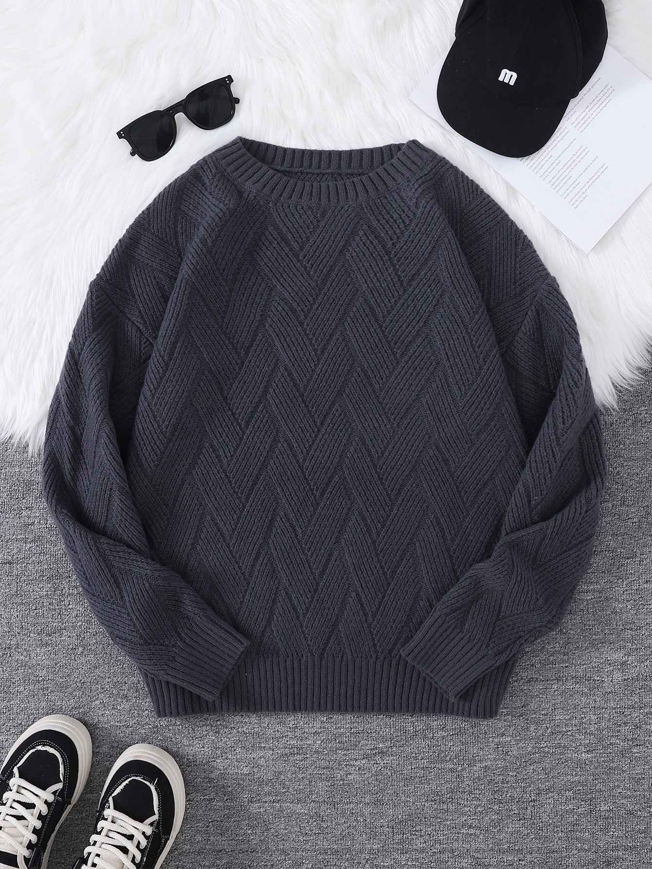 New\Japanese Style Round Neck Couple Sweater Plain Weave Style Casual Versatile Trendyy Men's Long-Sleeved Sweater Top
