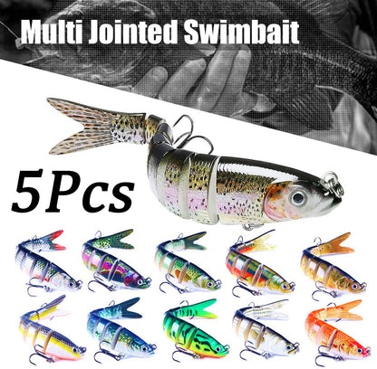Isca de Pesca Articulada Slow Sinking Biônica Segmentada 10cm/12.4g Wobble Tackle para Pesca de Água Doce Salgada 5/3/1Pcs