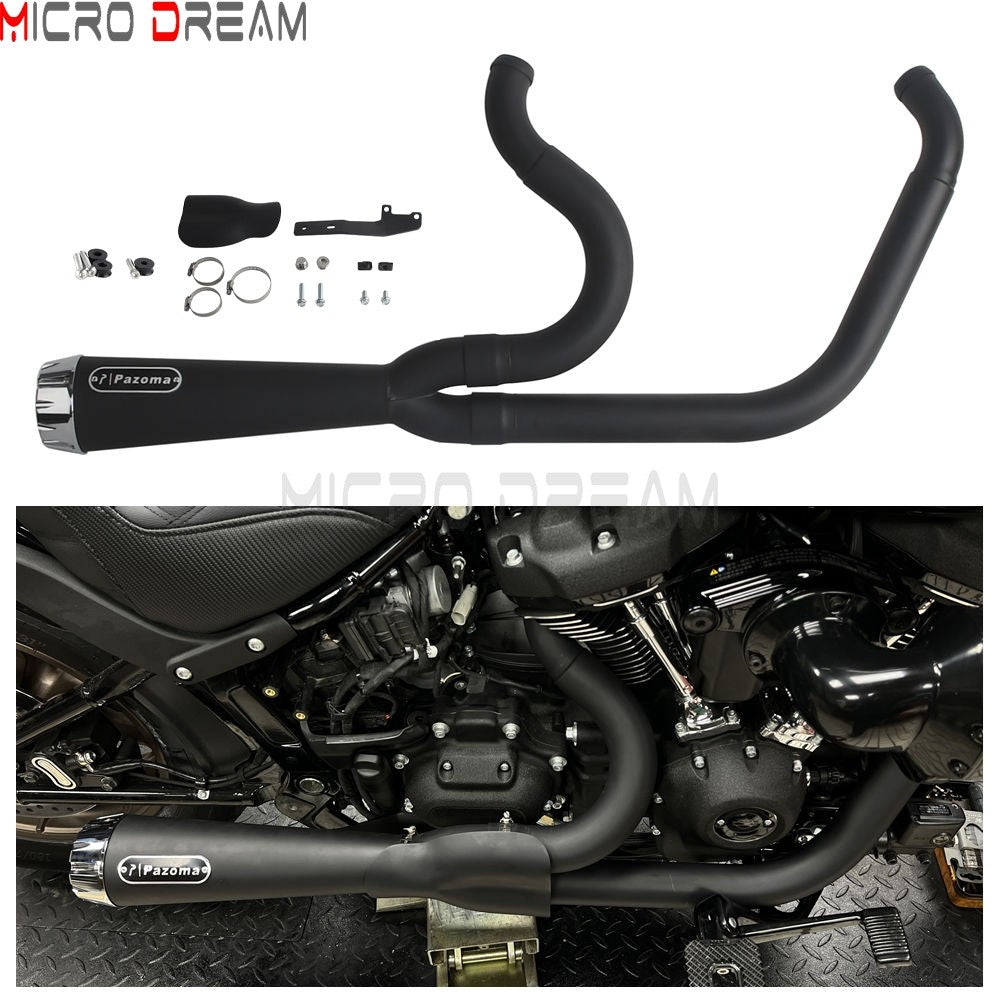2-in-1 Stainless Steel Motorcycle Exhaust Muffler 1 3/4" to 2" Exhaust Pipes For Harley Low Rider ST Fat Bob FXFB FXFBS 2018-Up
