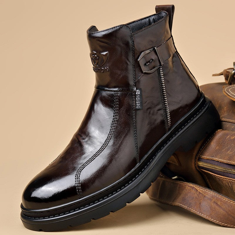 British-style Men's Casual Retro Chelsea Boots for Men Autumn Winter Cow Leather Shoes Male Fashion New Designer Ankle Boots Man