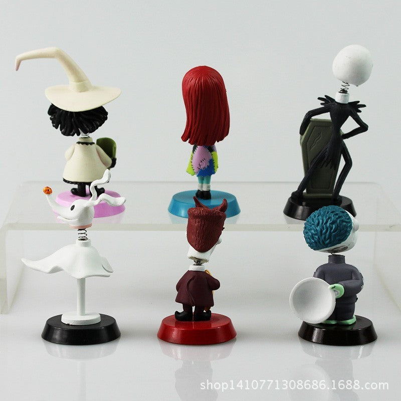 6 peças Disney O Estranho Mundo de Jack Jack Skellington Sally Boneco de Ação Anime Modelo Brinquedos Cosplay Bonecas Kawaii Presente Infantil