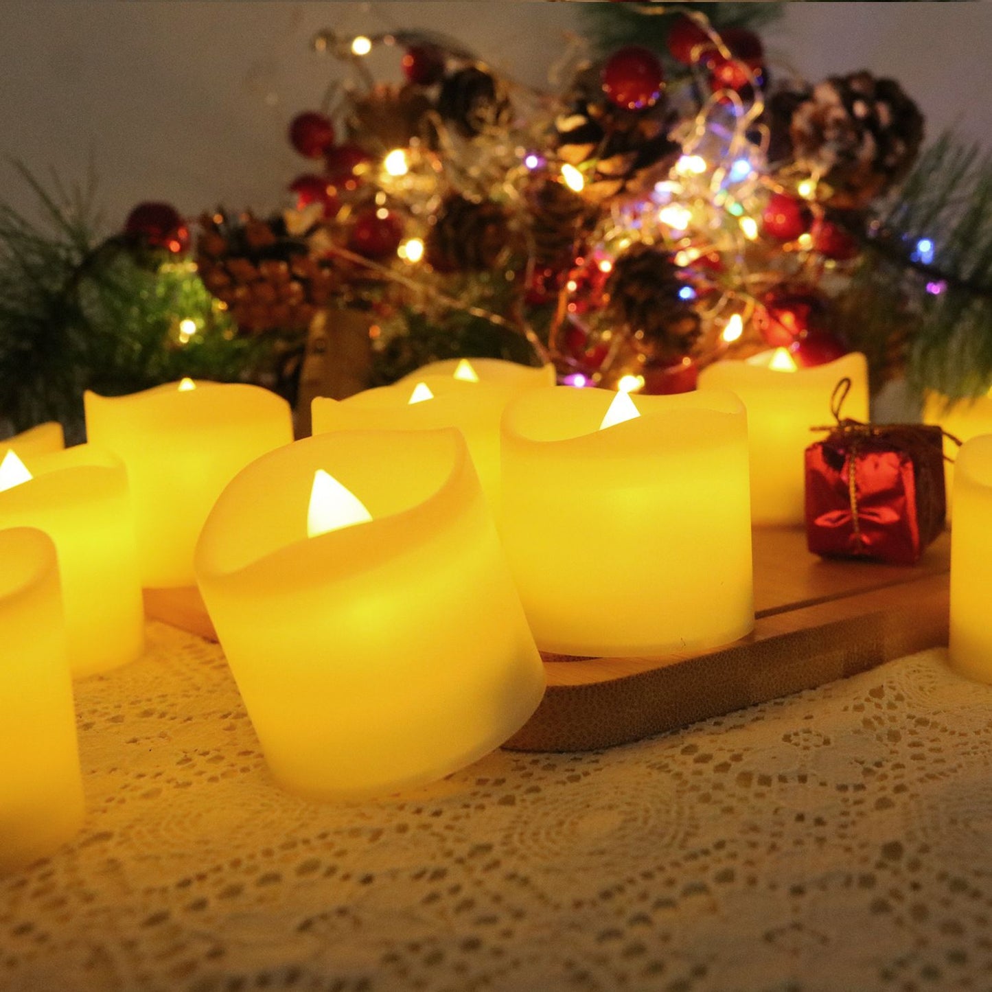 24Pcs Flameless LED Candle Lights Creative Wishing Led Tea Lamp Warm White Halloween Wedding Christmas Decoration Candle Light