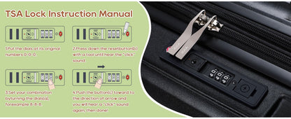 Conjunto de malas Joyway 3/5 peças pretas, malas expansíveis de 20/24 polegadas, porta-copos, trava TSA, rodas antiderrapantes, leves e duráveis
