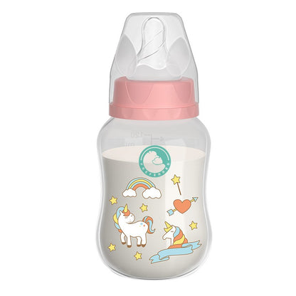 150/240ml Baby PP Bottle Wide Mouth Newborn Baby Bottle Drop-Resistant Baby Milk Bottle Newborn Cartoon Pattern Cup BPA Free