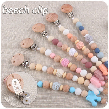 Baby Soother Nipple Clip Infant Dummy Holder Strap Pacifier Chain Silicone Beads for Baby Chew Toy Teether Teething BPA Free