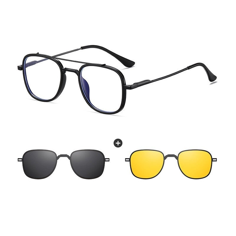COHK Metal 3 In 1 New Style Folding Magnet Clip On Glasses Frame Trend Polarized Sunglasses Men Optical Computer Eyewear UV400