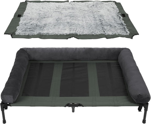Cama Elevada para Cães ao Ar Livre, Cama de Descanso Refrescante e Elevada para Animais de Estimação, Cama de Acampamento com Tela de Malha e Almofada Removível