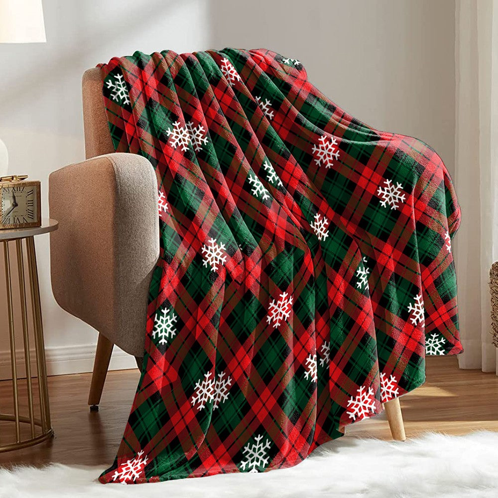 Manta de Natal Xadrez de Inverno Colcha Cobertor Quente Macio de Flanela para Sofá, Decoração de Casa, Presentes de Fim de Ano